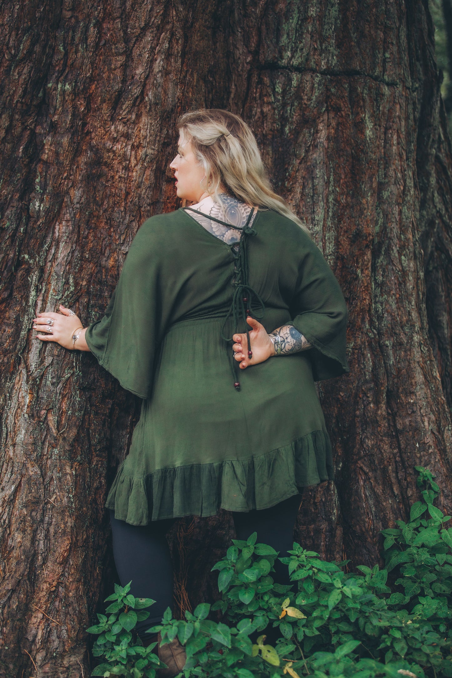 Ivy Kaftan Shortie in Forest Green