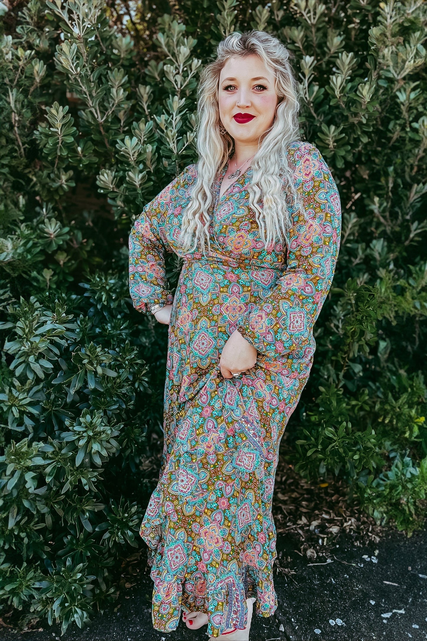 Mandala Blush Wrap Dress