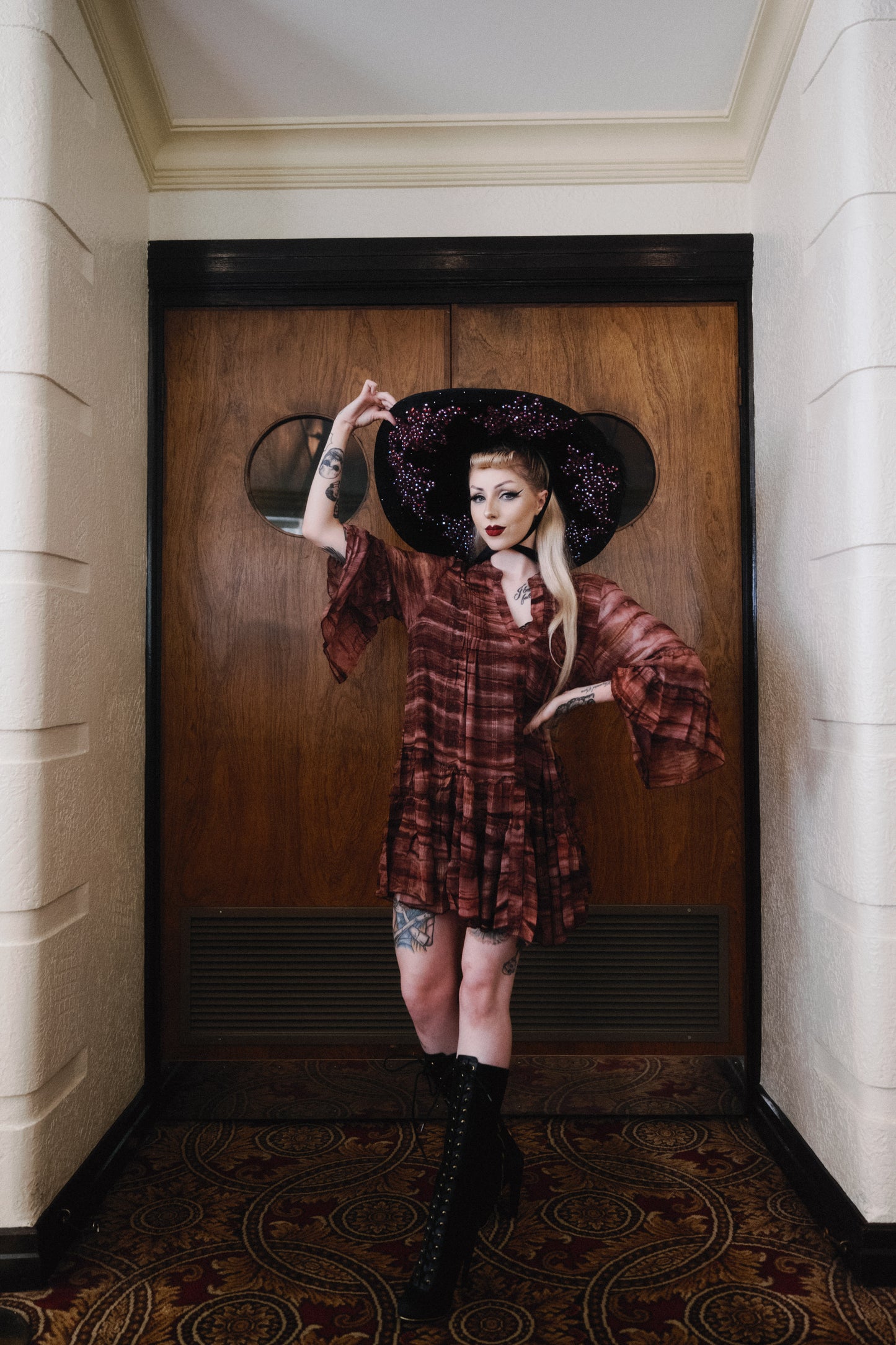 Labyrinth Dress in Wine
