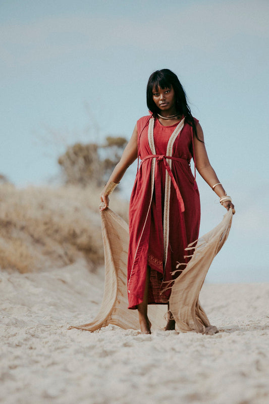 Isis Kaftan Set in Red